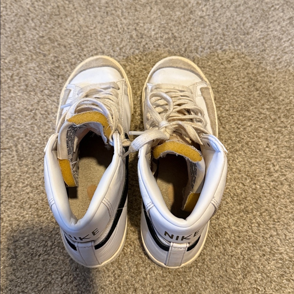 Nike White and Black High-Tops with Yellow Accents